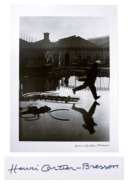 Henri Cartier-Bresson Signed Silver Gelatin Photograph of ''Behind the Gare Saint-Lazare'' -- The ''Decisive Moment'' of Cartier-Bresson's Career